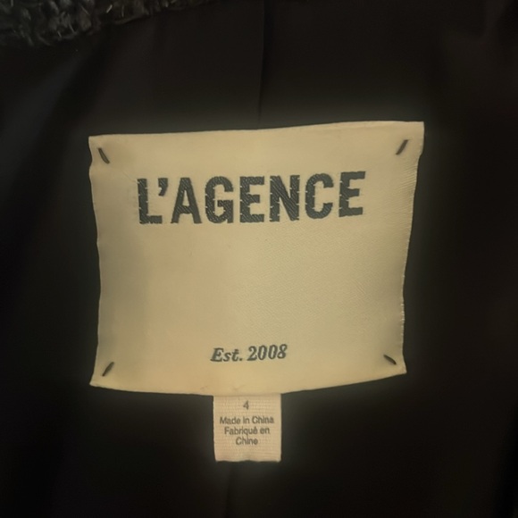 L'Agence Kenzie Metallic Grey Green Tweed Double Breasted Blazer - Picture 7 of 8